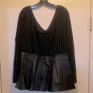City chic Black Velvet burnout striped pleather peplum long sleeve Size XL.